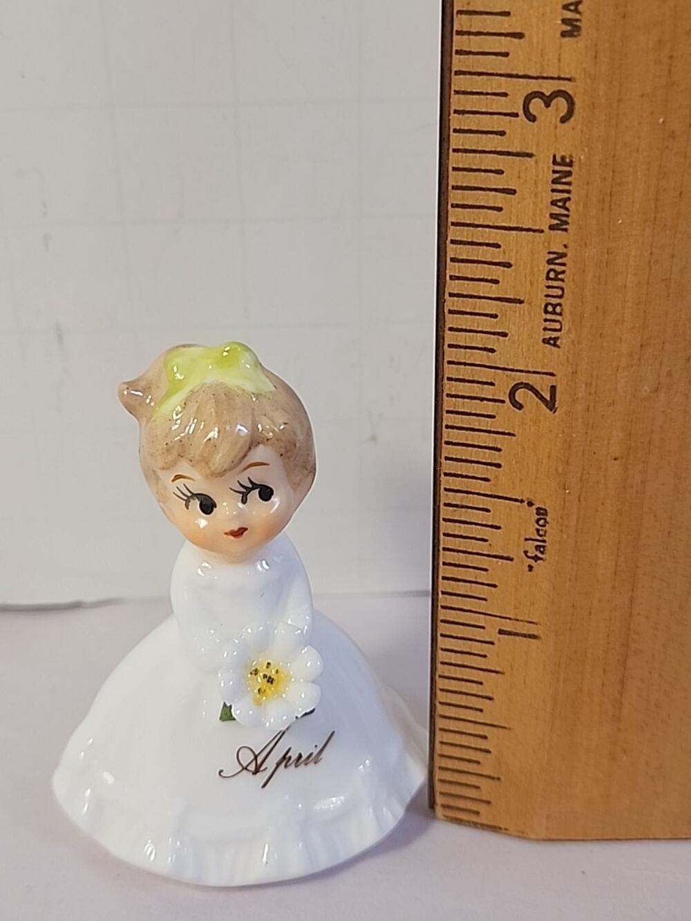 Miniature Napco APRIL Girl Flower Bone China Birthday Month Tiny Figurine